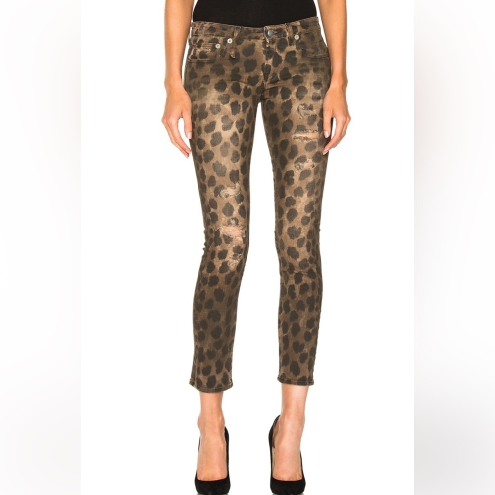 R13 Leopard Print Skinny Jean, Size 26